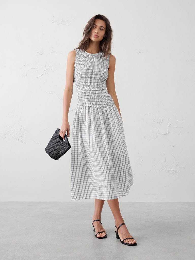 Seersucker Smocked Midi Dress: $119.97 Seersucker Smocked Midi Dress: $119.97