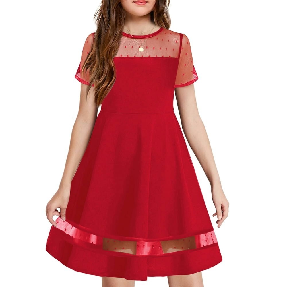 Oudiya Girls Contrast Mesh A-Line Party Dress: $17.98 Oudiya Girls Contrast Mesh A-Line Party Dress: $17.98