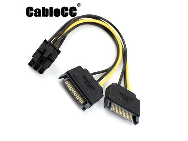 Cablecc Dual SATA 15-Pin to PCI-e 6-Pin Power Cable: $7.99 Cablecc Dual SATA 15-Pin to PCI-e 6-Pin Power Cable: $7.99