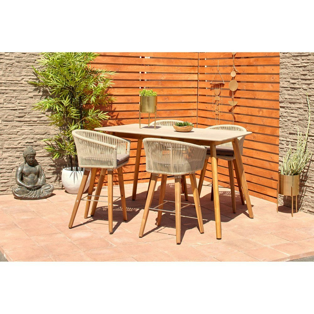 Olivia & May Cushioned Acacia Wood Bar Stool: $221.37 Olivia & May Cushioned Acacia Wood Bar Stool: $221.37