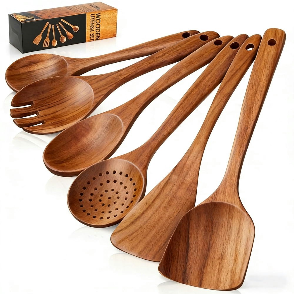 Gped 6-Piece Teak Wood Cooking Utensil Set: $17.99 Gped 6-Piece Teak Wood Cooking Utensil Set: $17.99
