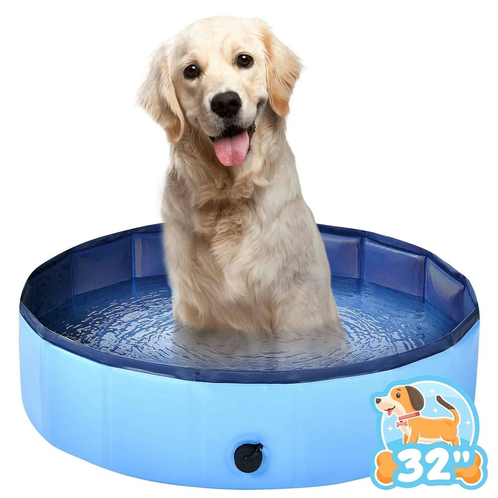 YCFUN 32-Inch Foldable Dog and Kiddie Pool: $28.99