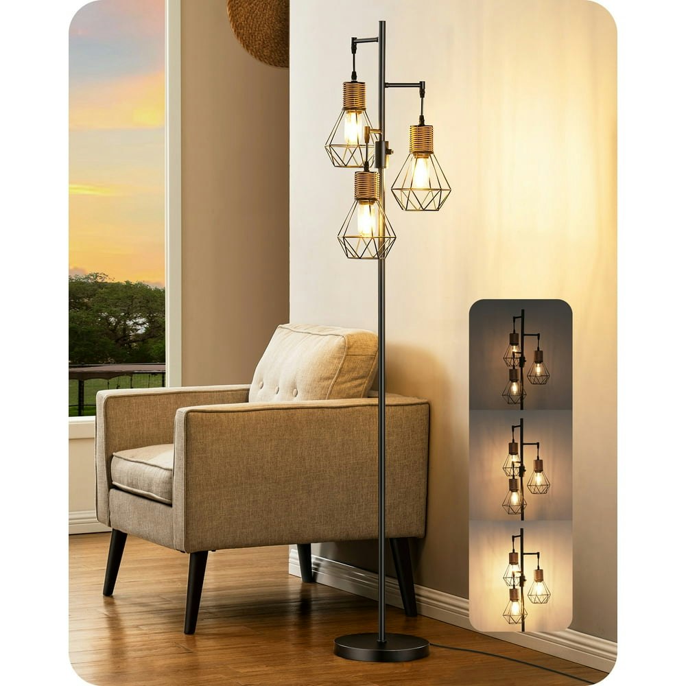 Edishine 3-Head Rattan Industrial Floor Lamp: $52.24 Edishine 3-Head Rattan Industrial Floor Lamp: $52.24