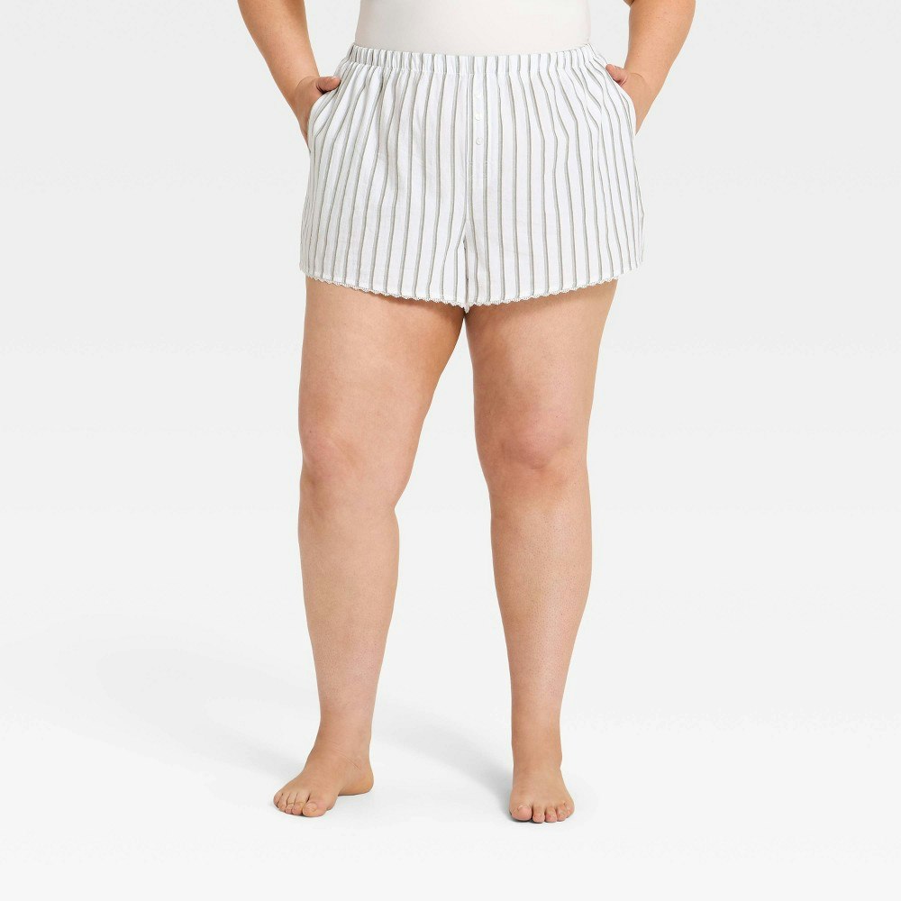 Auden Women's Striped Cotton Blend Pajama Shorts 2X: $20 Auden Women's Striped Cotton Blend Pajama Shorts 2X: $20