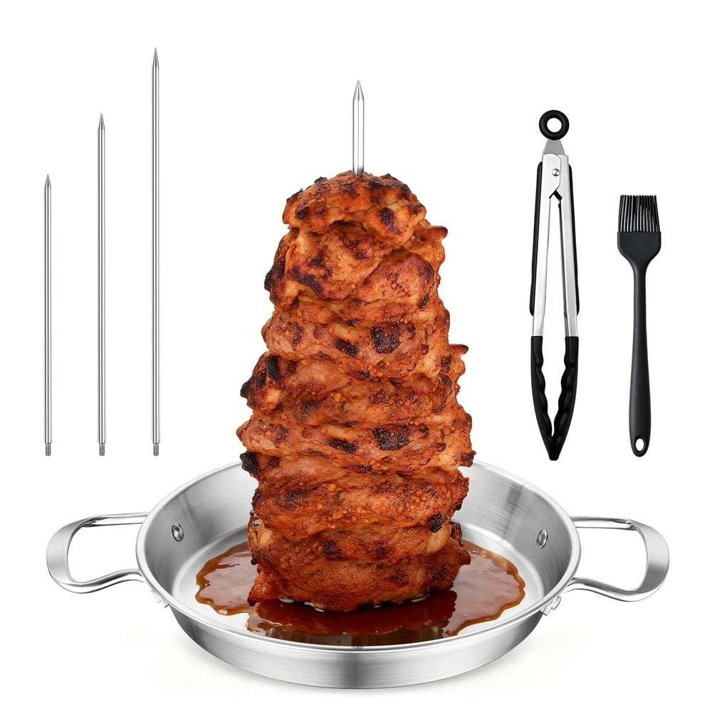 Vesteel Stainless Steel Vertical Al Pastor Skewer Stand with 3 Spikes: $12.89
