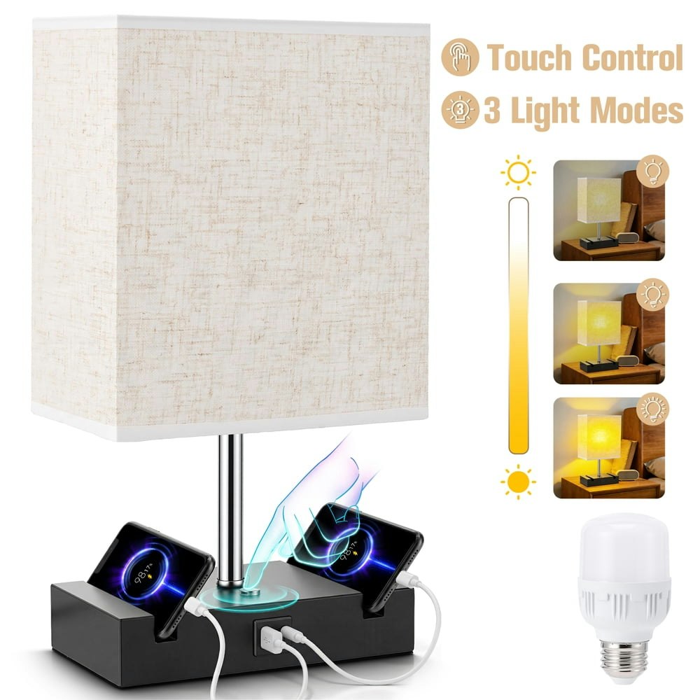 Doulami 3-Way Dimmable Touch Control Table Lamp with USB Ports: $19.99 Doulami 3-Way Dimmable Touch Control Table Lamp with USB Ports: $19.99