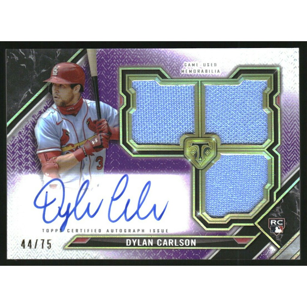 2021 Topps Triple Threads Amethyst Dylan Carlson Baseball Card: $108 2021 Topps Triple Threads Amethyst Dylan Carlson Baseball Card: $108