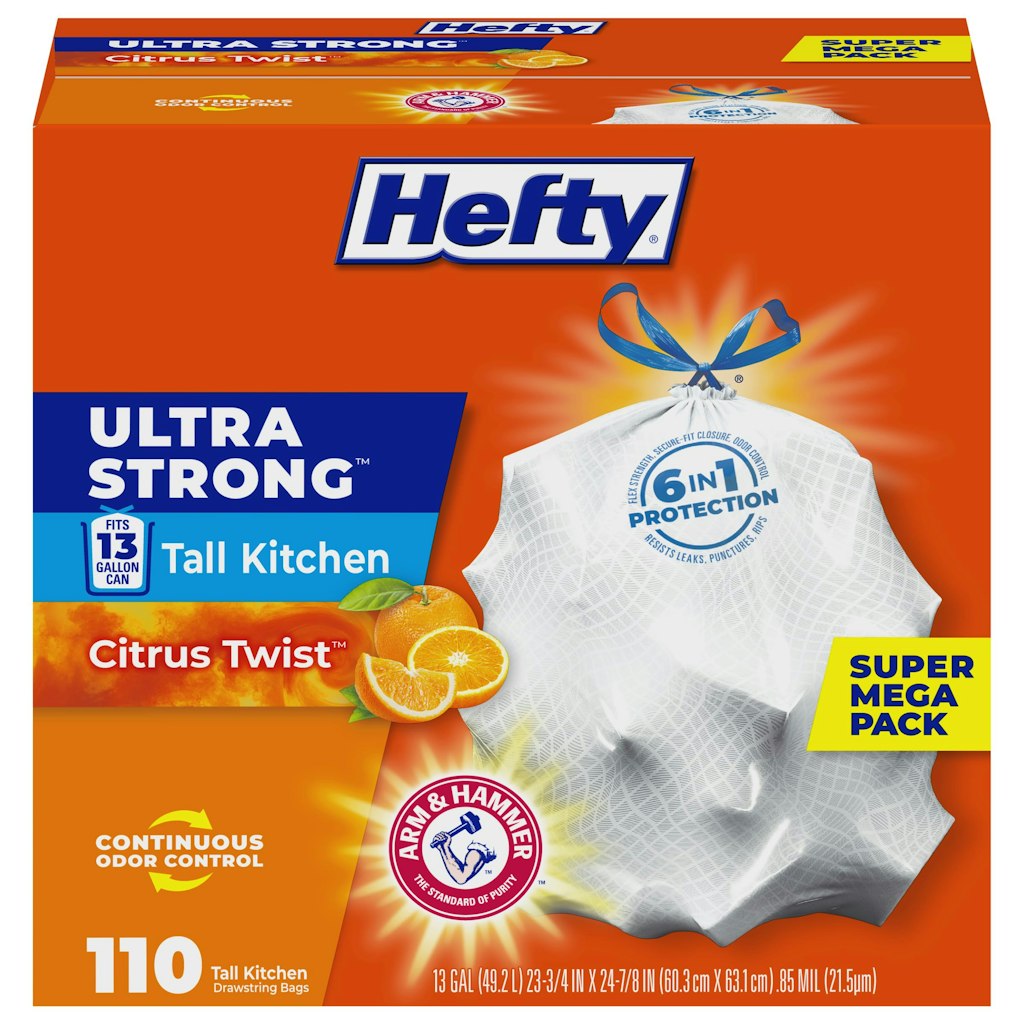 Hefty Ultra Strong Tall 13-Gallon Kitchen Trash Bags 110-Pack: $11 w/ Sub & Save