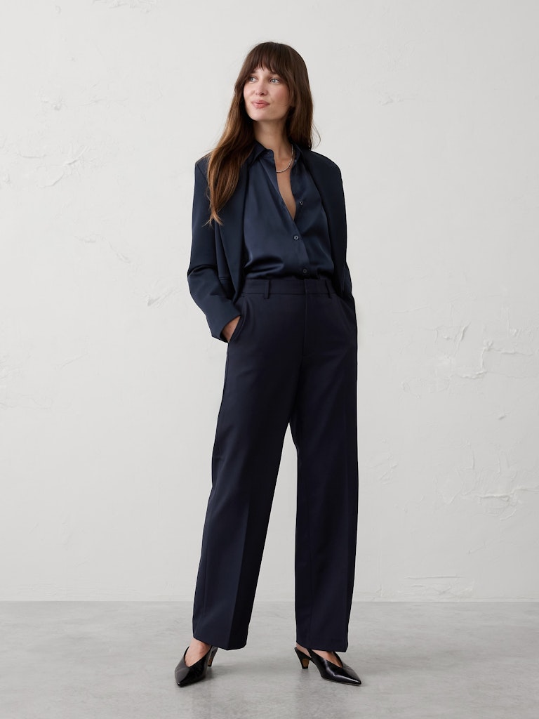 Straight High-Rise Sculpted Trousers: $50 Straight High-Rise Sculpted Trousers: $50