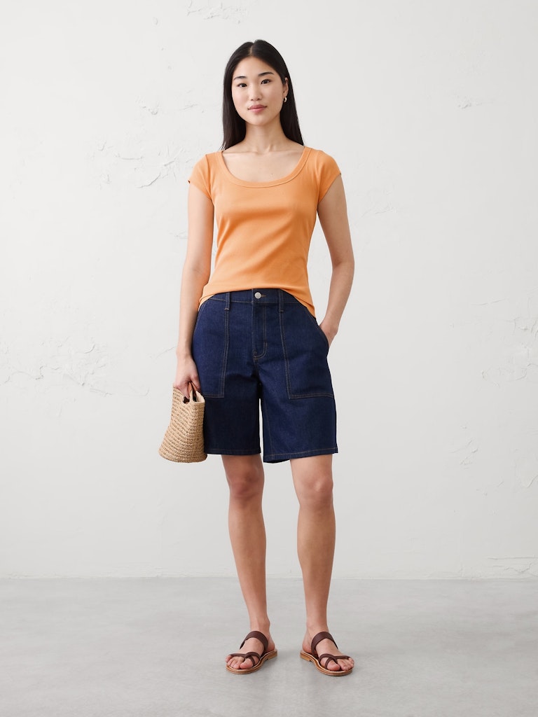 Ribbed Scoop-Neck T-Shirt: $12