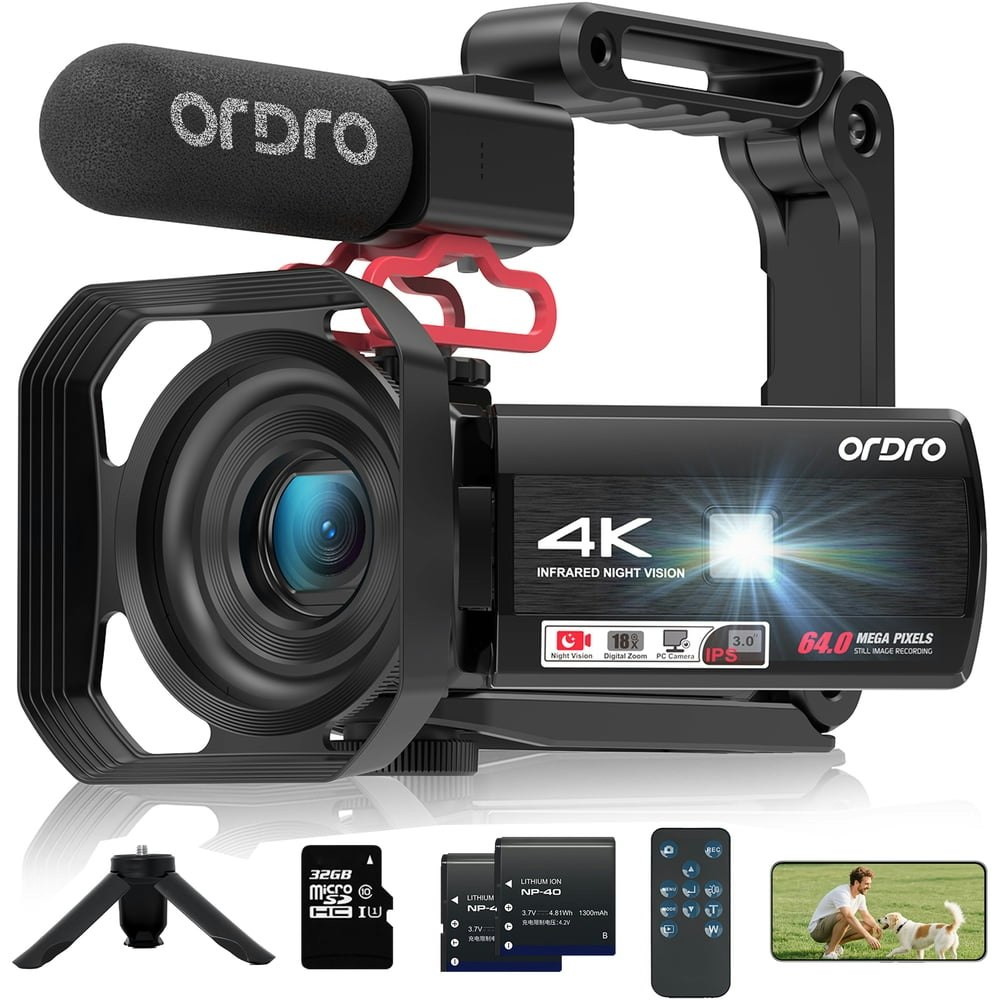 Ordro 4K 30FPS 64MP Camcorder: $139.99 Ordro 4K 30FPS 64MP Camcorder: $139.99