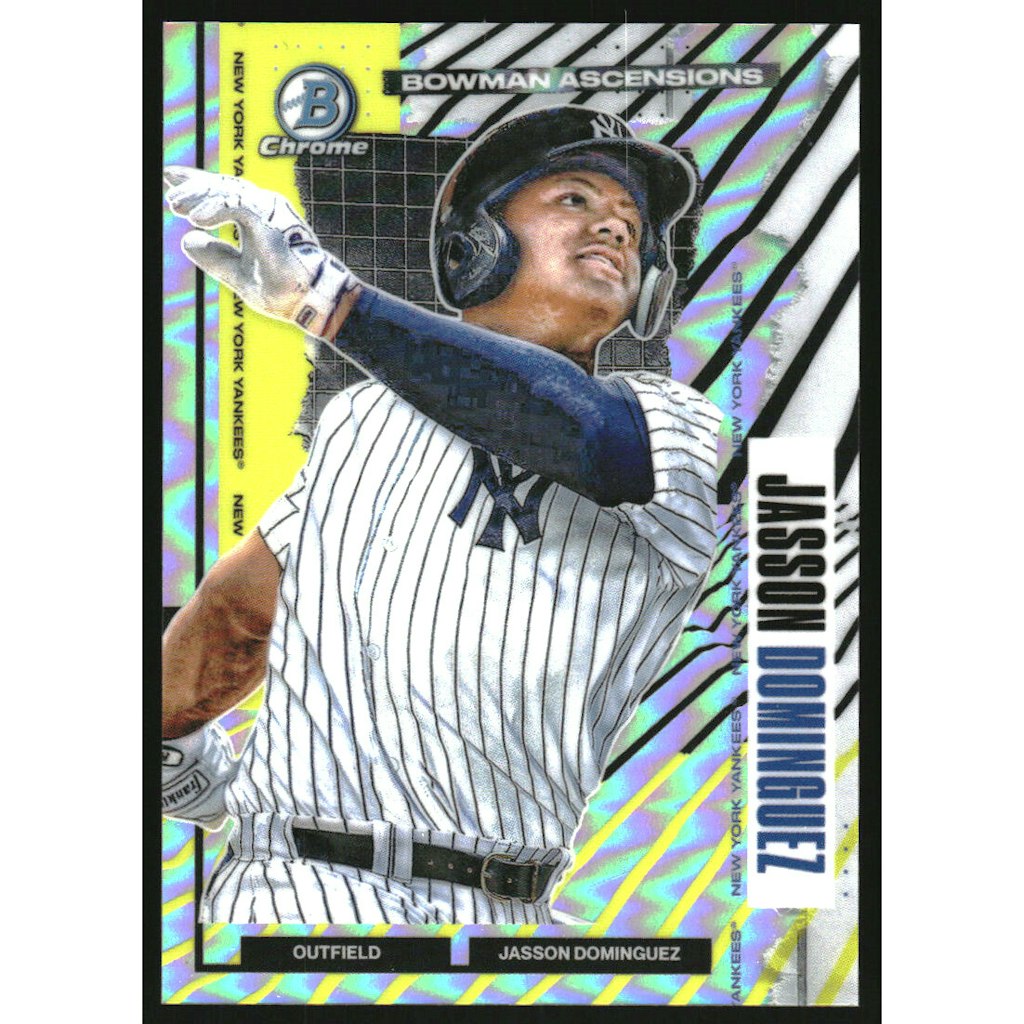Jasson Dominguez 2021 Bowman Chrome Bowman Ascensions Refractor Card: $15 Jasson Dominguez 2021 Bowman Chrome Bowman Ascensions Refractor Card: $15