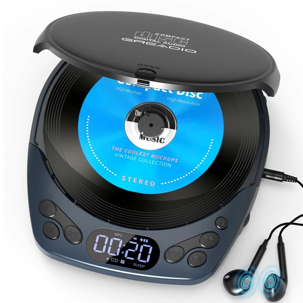 Greadio Portable CD Player with Headphones: $29.99