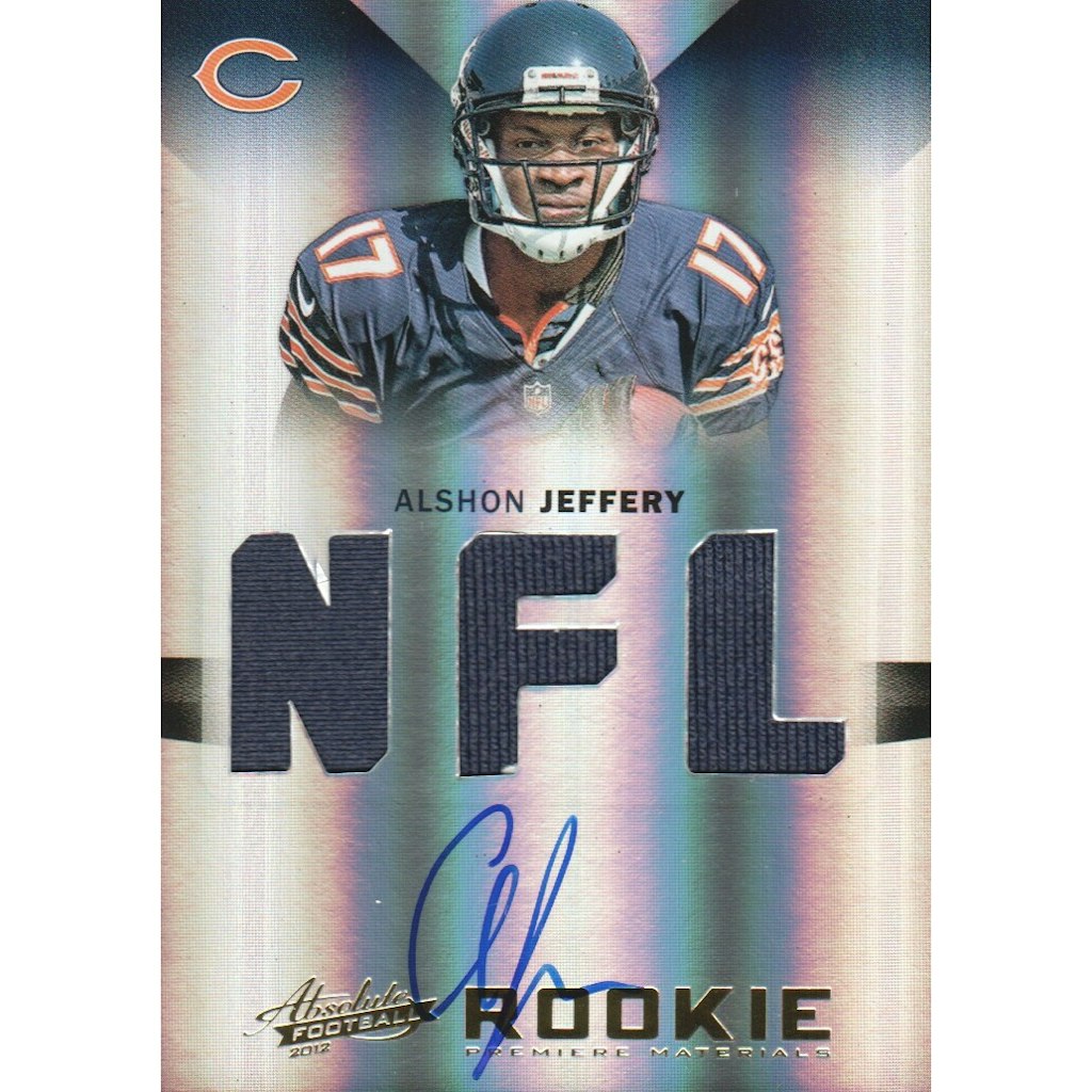 2012 Absolute Alshon Jeffery Rookie Patch Autograph Card: $15 2012 Absolute Alshon Jeffery Rookie Patch Autograph Card: $15