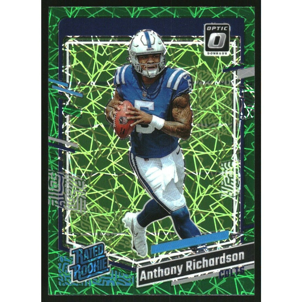 2023 Donruss Optic Anthony Richardson Green Velocity Rookie Card: $15 2023 Donruss Optic Anthony Richardson Green Velocity Rookie Card: $15