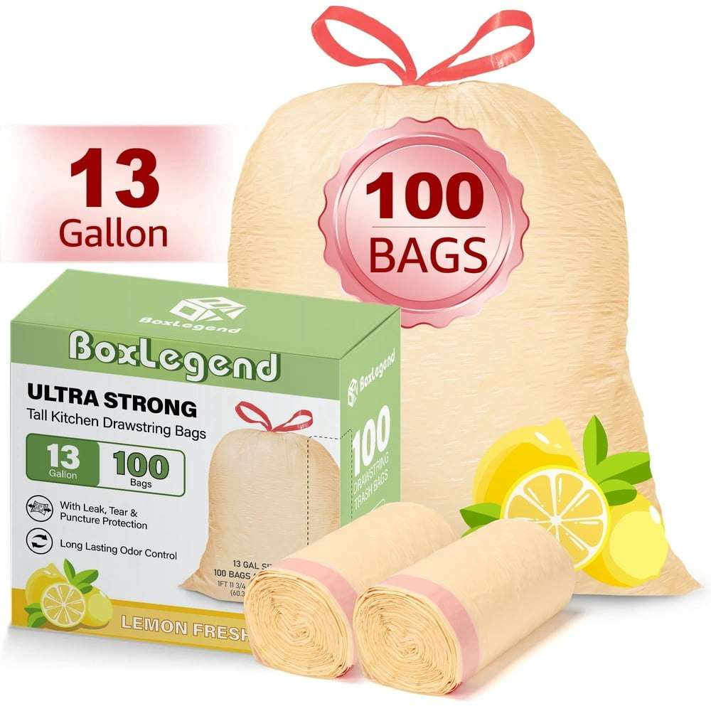 BoxLegend 13-Gallon Lemon Scented Trash Bags 100-Count: $15.59 BoxLegend 13-Gallon Lemon Scented Trash Bags 100-Count: $15.59