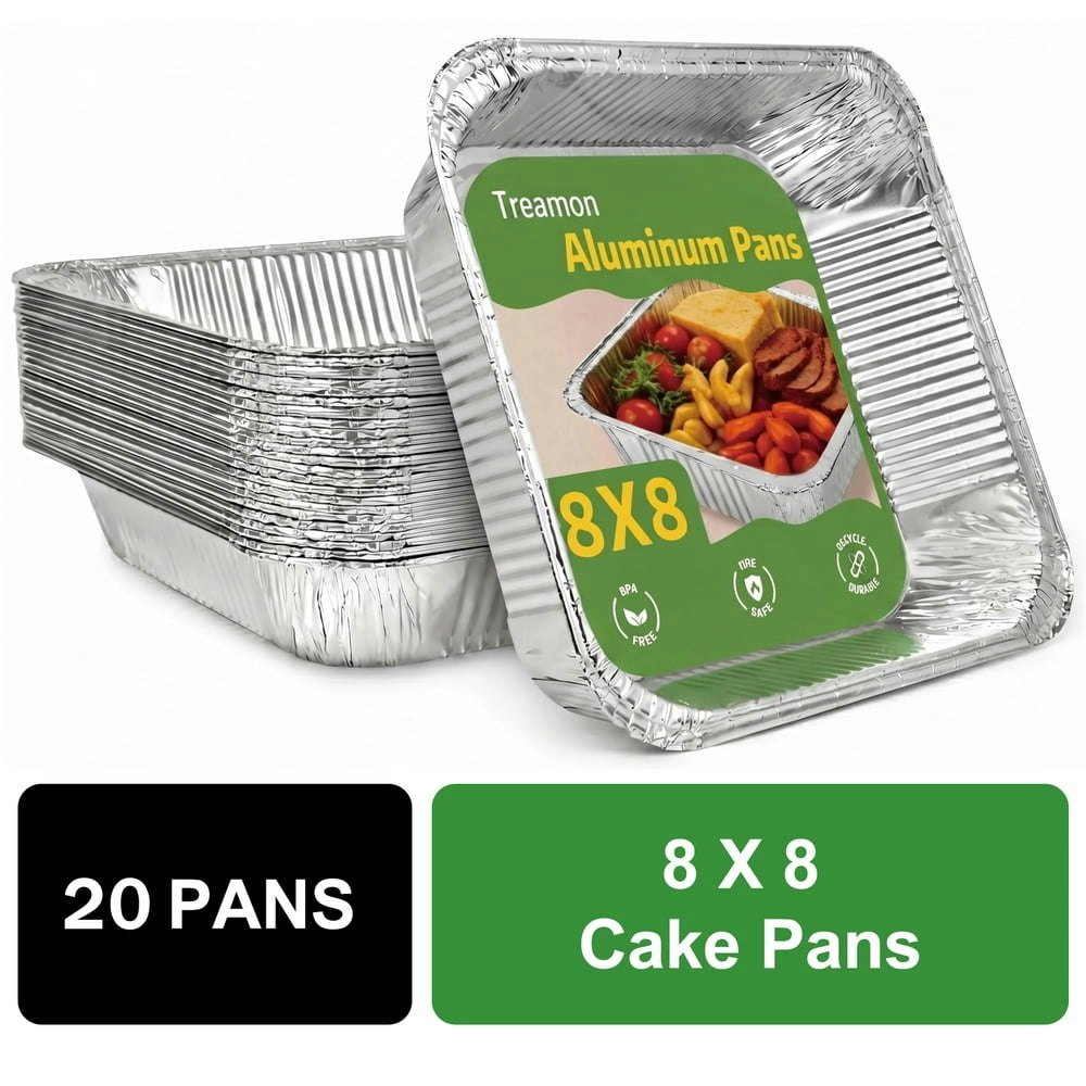 Treamon 8x8-Inch Square Disposable Foil Pans 20-Pack: $13.89 Treamon 8x8-Inch Square Disposable Foil Pans 20-Pack: $13.89