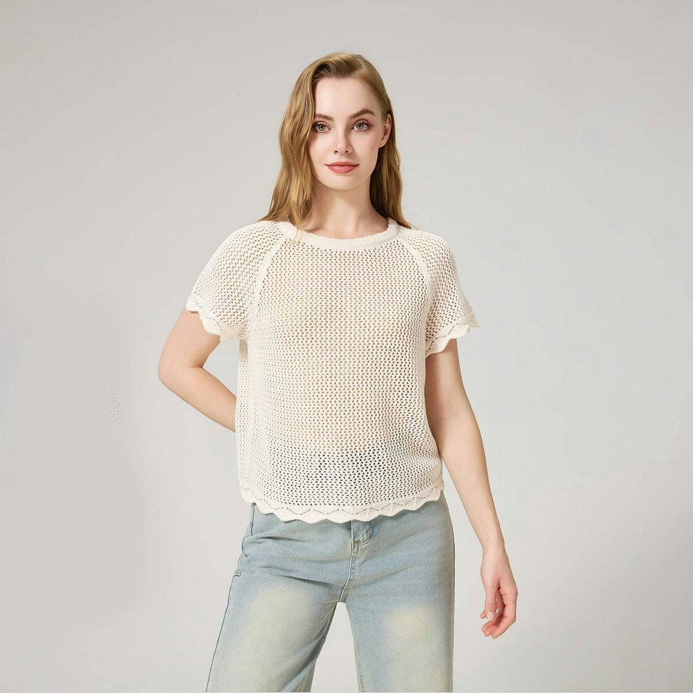 Universal Thread Women's Short Sleeve Texture Stitch Crewneck Sweater: $35