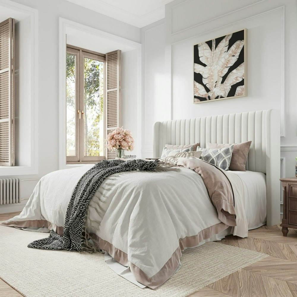 Amolife Queen Velvet Upholstered Wingback Bed: $149.46 Amolife Queen Velvet Upholstered Wingback Bed: $149.46