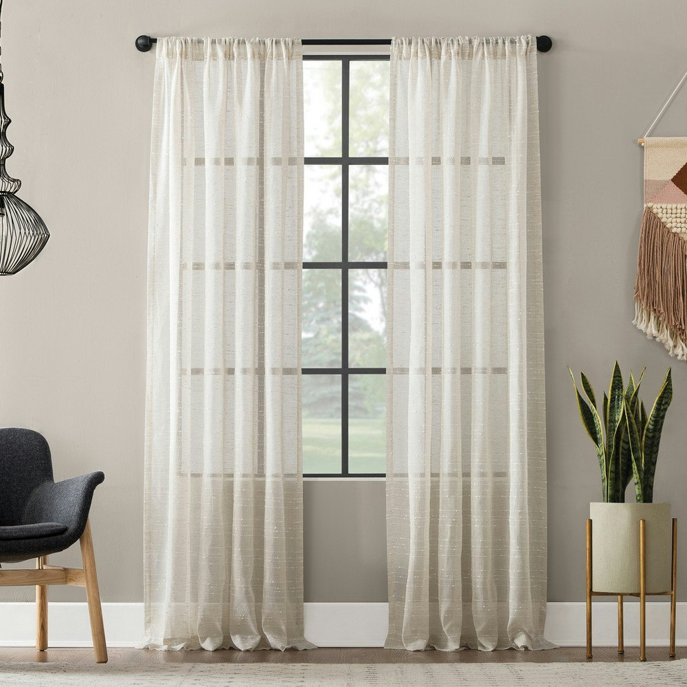 52"x63" Textured Striped Linen Blend Curtain Panel: $17.89 52"x63" Textured Striped Linen Blend Curtain Panel: $17.89