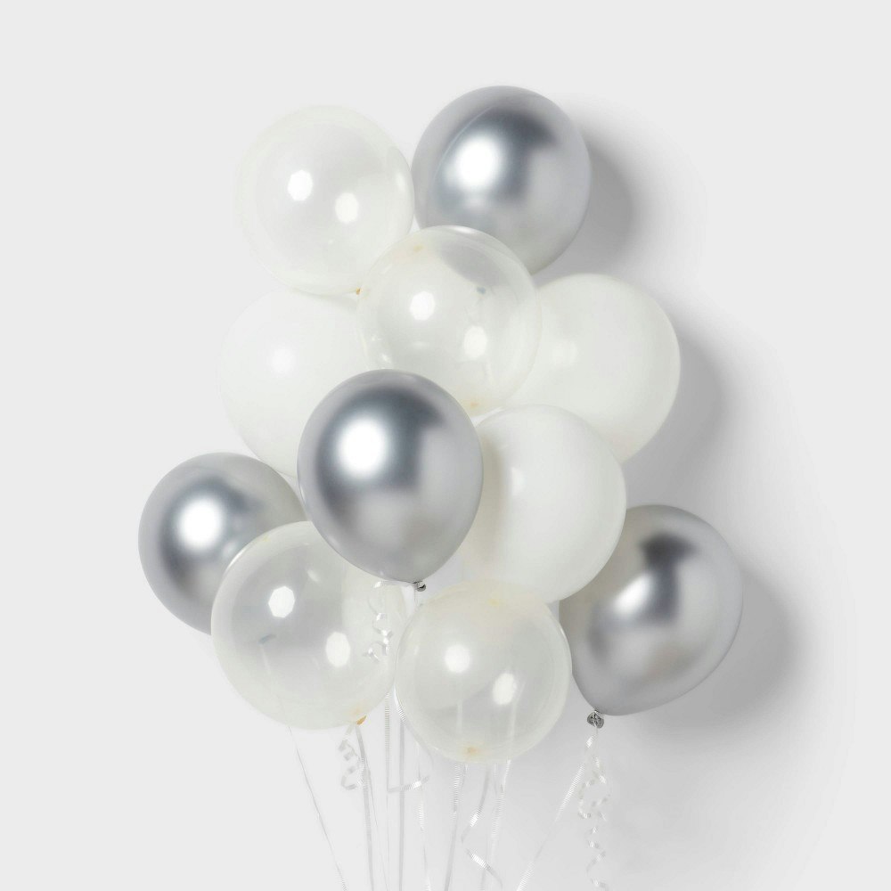 Spritz 20-Count Chrome Silver and White Latex Party Balloons: $4 Spritz 20-Count Chrome Silver and White Latex Party Balloons: $4