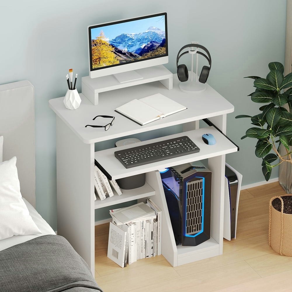 Alisened 29.5-inch Computer Desk with Monitor Stand and Keyboard Tray: $62.99 Alisened 29.5-inch Computer Desk with Monitor Stand and Keyboard Tray: $62.99