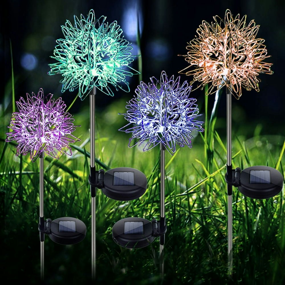 Rirool Waterproof Solar Dandelion Garden Lights 4-Pack: $23.45
