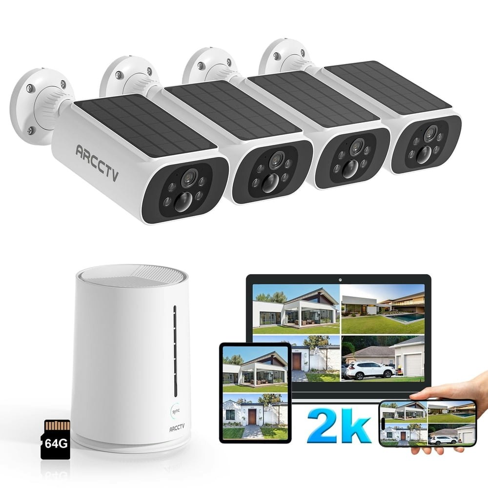 Arcctv 2K 4MP Solar Wireless Security Camera System 4-Pack: $206.99 Arcctv 2K 4MP Solar Wireless Security Camera System 4-Pack: $206.99