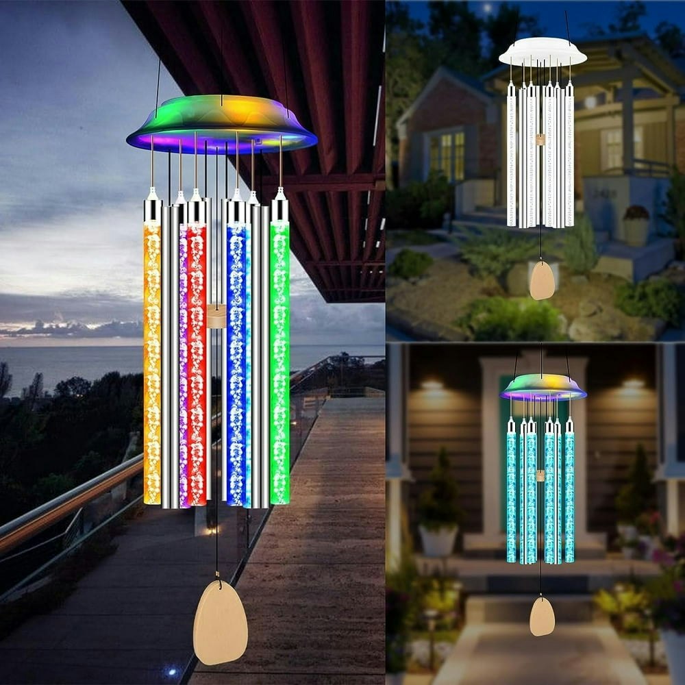 Qoosea 6-Tube Color-Changing Solar Wind Chimes: $16.99 Qoosea 6-Tube Color-Changing Solar Wind Chimes: $16.99