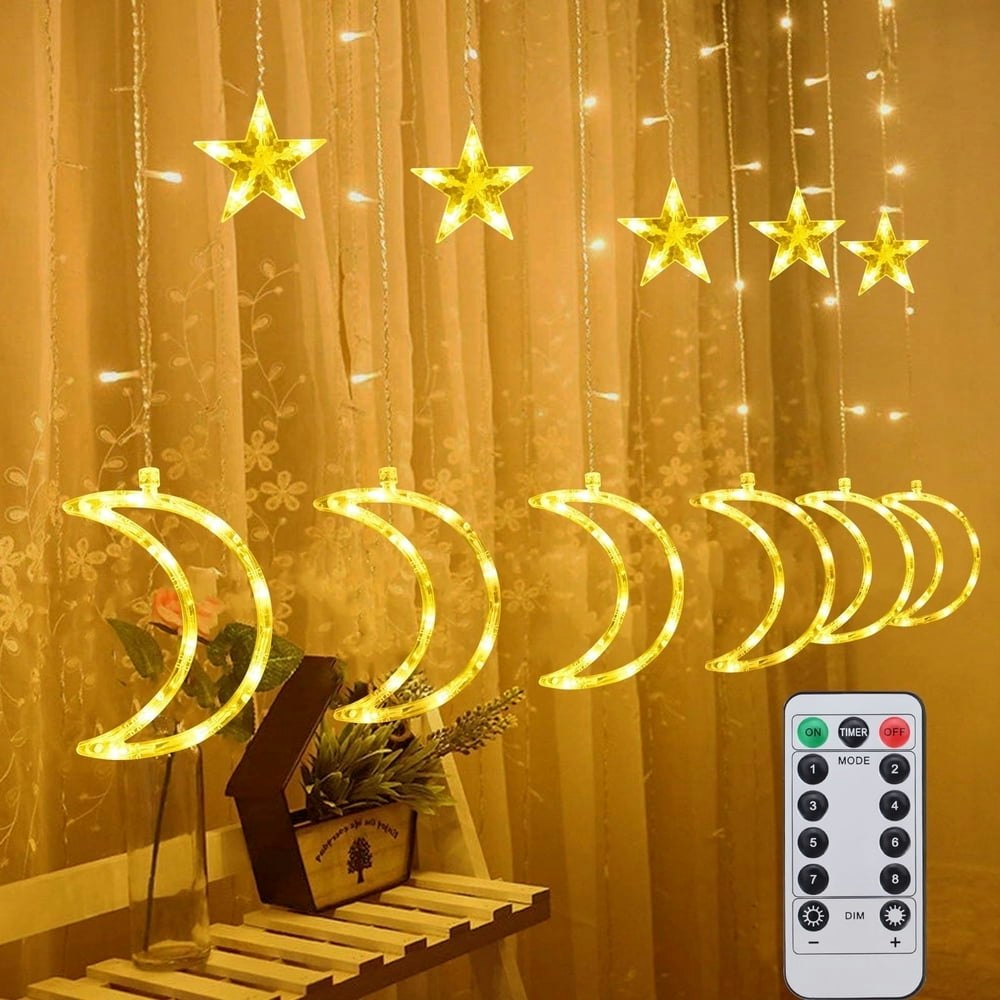 Qoosea 120-LED Moon and Star Curtain String Lights: $11.59 Qoosea 120-LED Moon and Star Curtain String Lights: $11.59