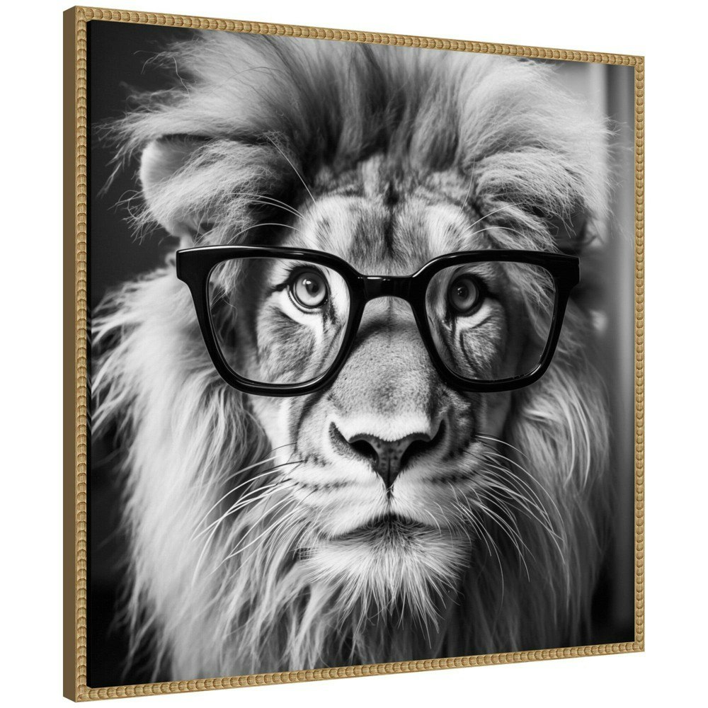Kate & Laurel 30x30-Inch Sylvie Lion Reading Glasses Framed Canvas: $109.99 Kate & Laurel 30x30-Inch Sylvie Lion Reading Glasses Framed Canvas: $109.99