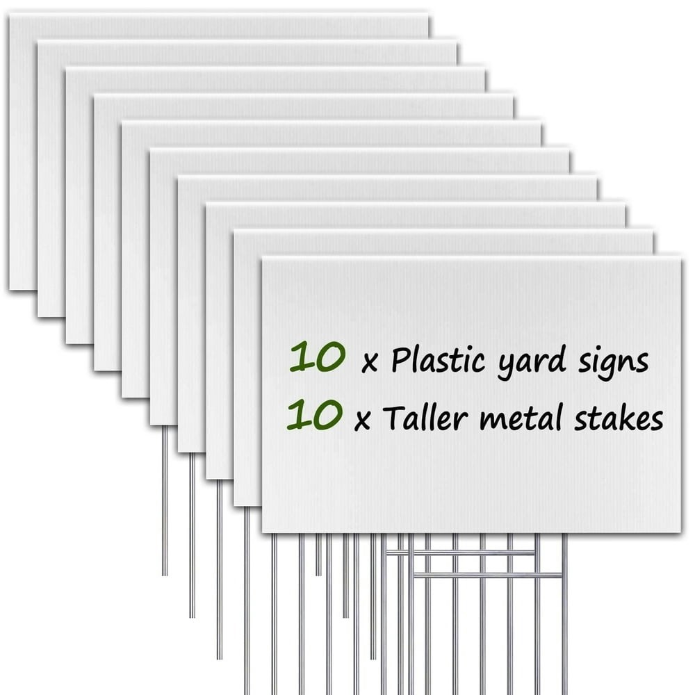 Remiawy 17" x 12" Blank Yard Signs with Stakes 10-Pack: $27.99 Remiawy 17" x 12" Blank Yard Signs with Stakes 10-Pack: $27.99
