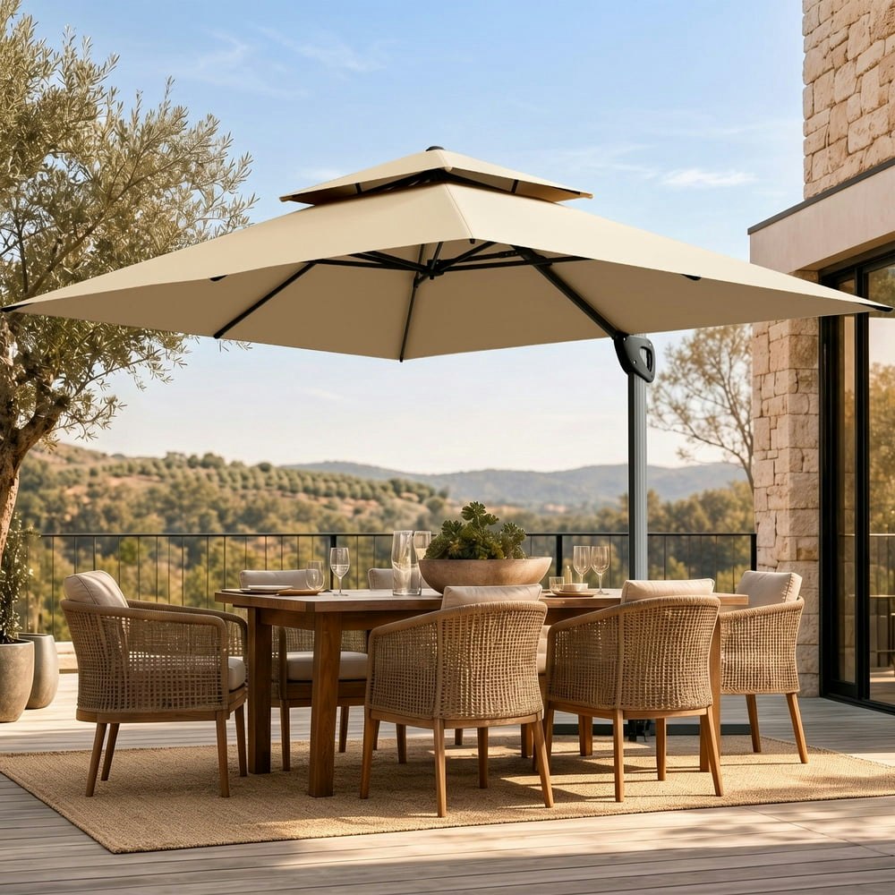 Alpha Joy 12x9-foot Outdoor Rectangular Offset Cantilever Umbrella: $289.99 Alpha Joy 12x9-foot Outdoor Rectangular Offset Cantilever Umbrella: $289.99