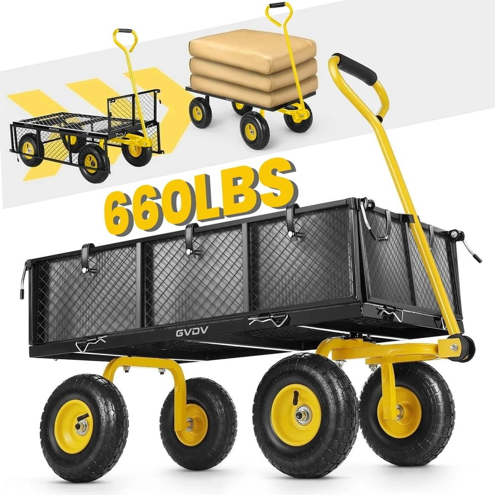 GVDV 660lb Capacity Steel Garden Utility Cart: $99.79 GVDV 660lb Capacity Steel Garden Utility Cart: $99.79