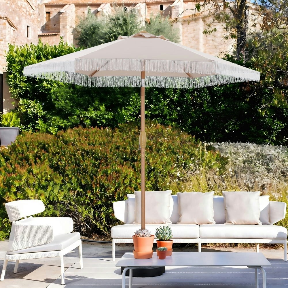 Autlaycil 7.5-Foot Fringe Patio Umbrella: $37.98