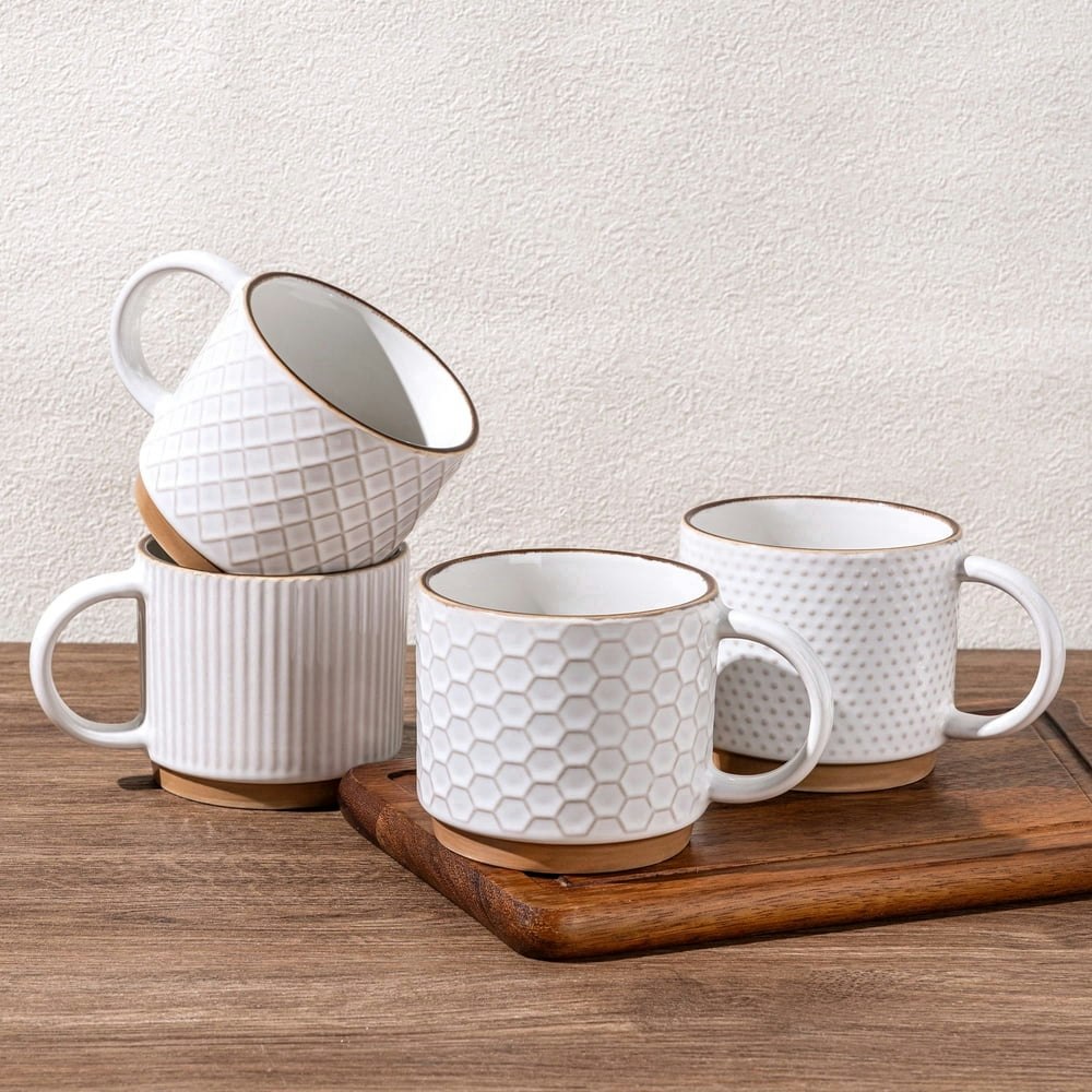 AmorArc 12oz Stackable Ceramic Coffee Mug 4-Pack: $23.79