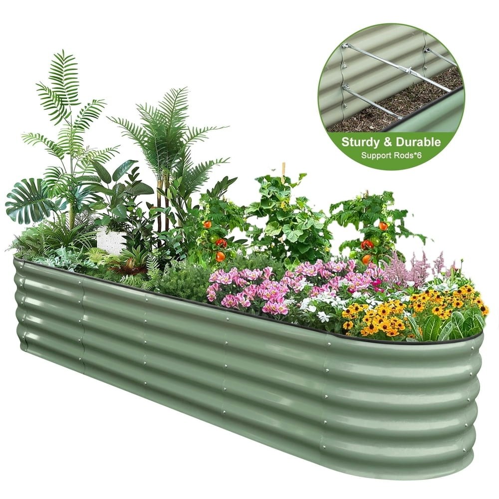 Hoofun 8x2x17-Inch Oval Metal Raised Garden Bed: $79.99 Hoofun 8x2x17-Inch Oval Metal Raised Garden Bed: $79.99