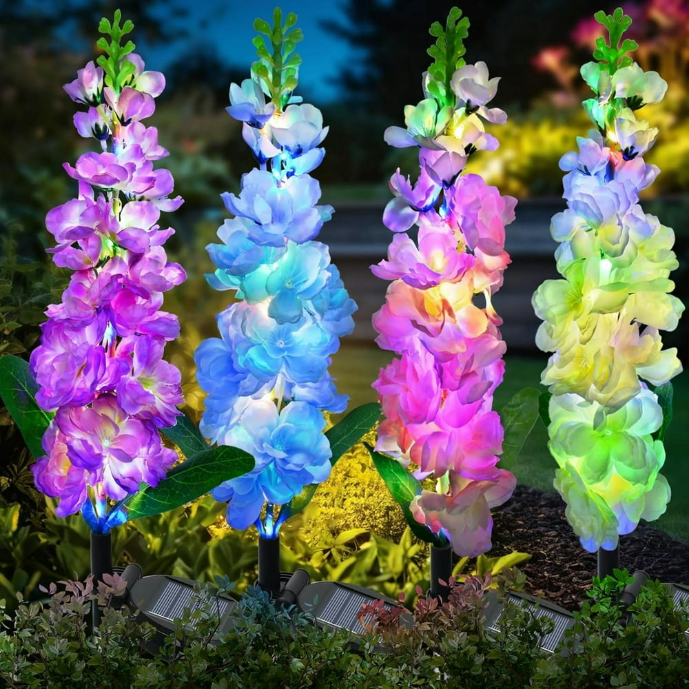Qoosea 80-LED Solar Delphinium Garden Lights 4-Pack: $25.89