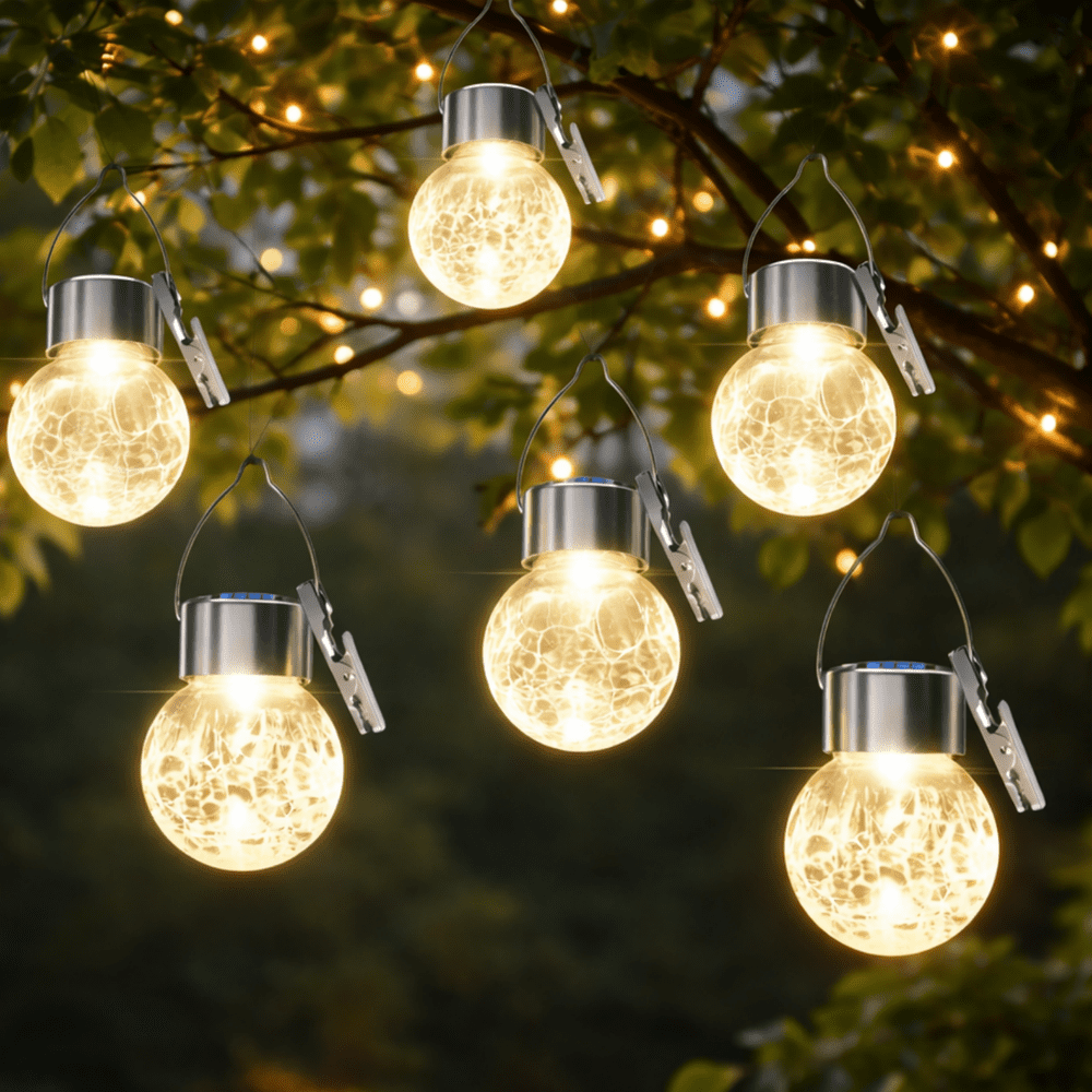 Outdoor Hanging Solar Crackle Glass Ball Lights 12-Pack: $31.99