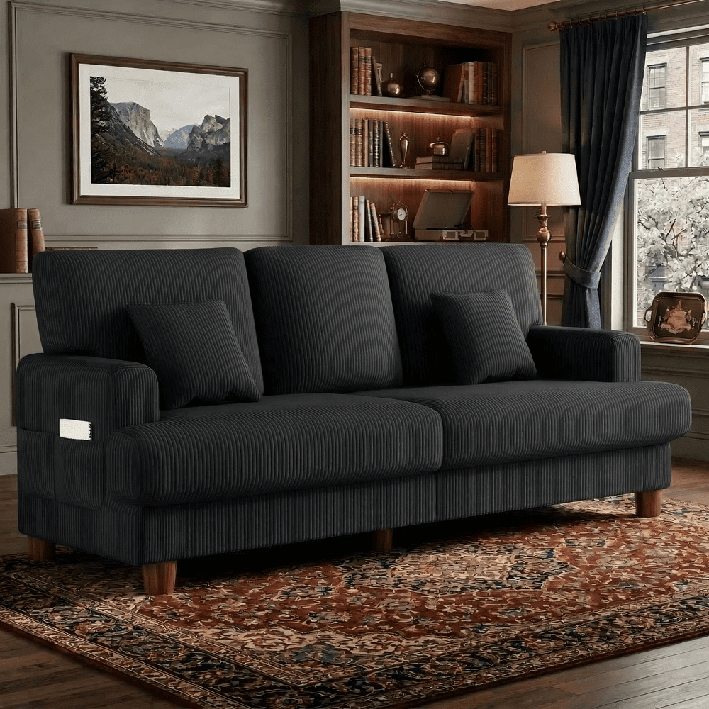 Aaqz 87-Inch Corduroy 3-Seater Sofa: $259.99 Aaqz 87-Inch Corduroy 3-Seater Sofa: $259.99