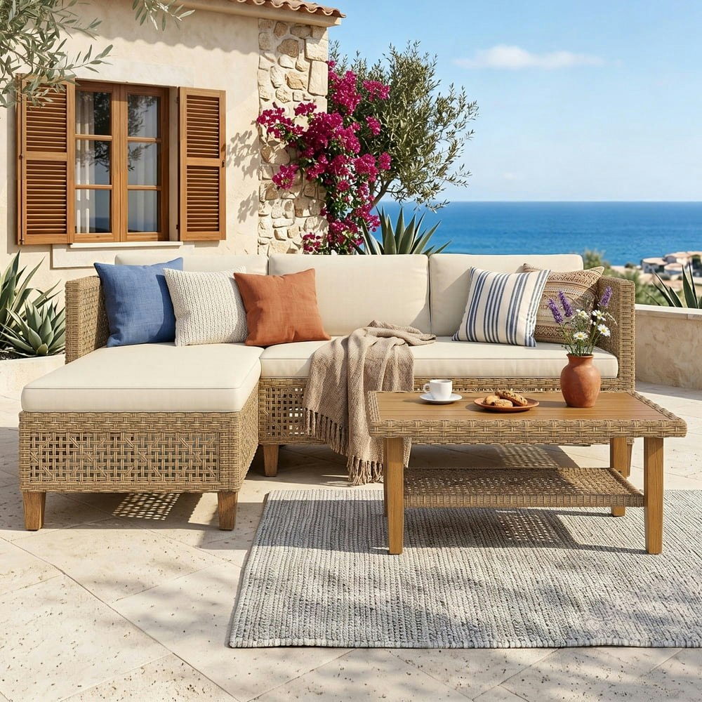 Alpha Joy 3-Piece Wicker Patio Furniture Conversation Set: $299.99