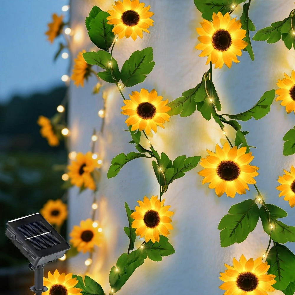 Rirool 16-Foot 50-LED Solar Sunflower String Lights: $14.99