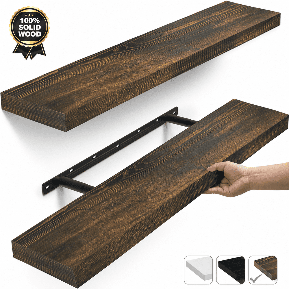 Mehoom 36-Inch Rustic Solid Wood Floating Wall Shelves 2-Pack: $65.99