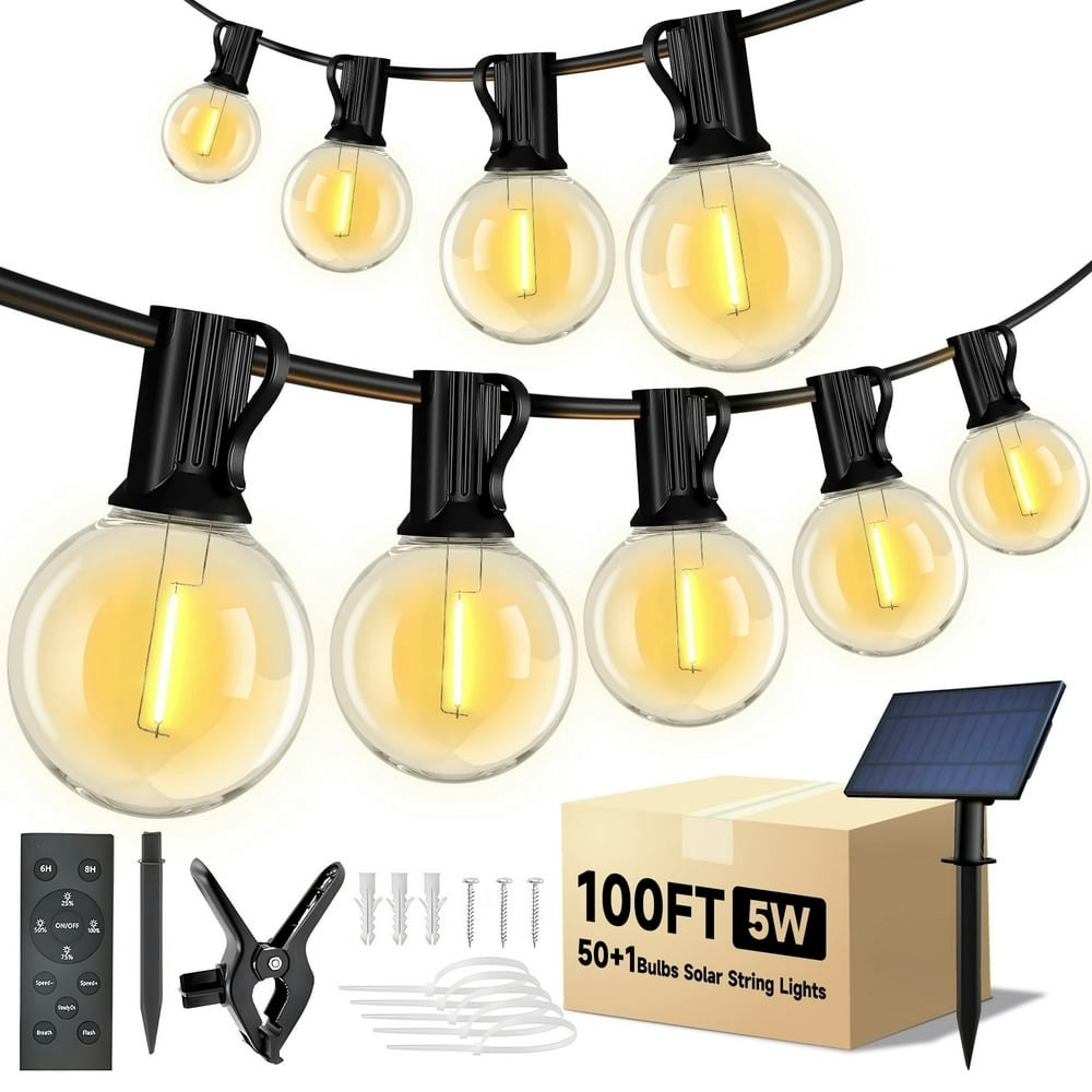 Phopollo 100-foot G40 Solar String Lights 50-Pack: $42.99
