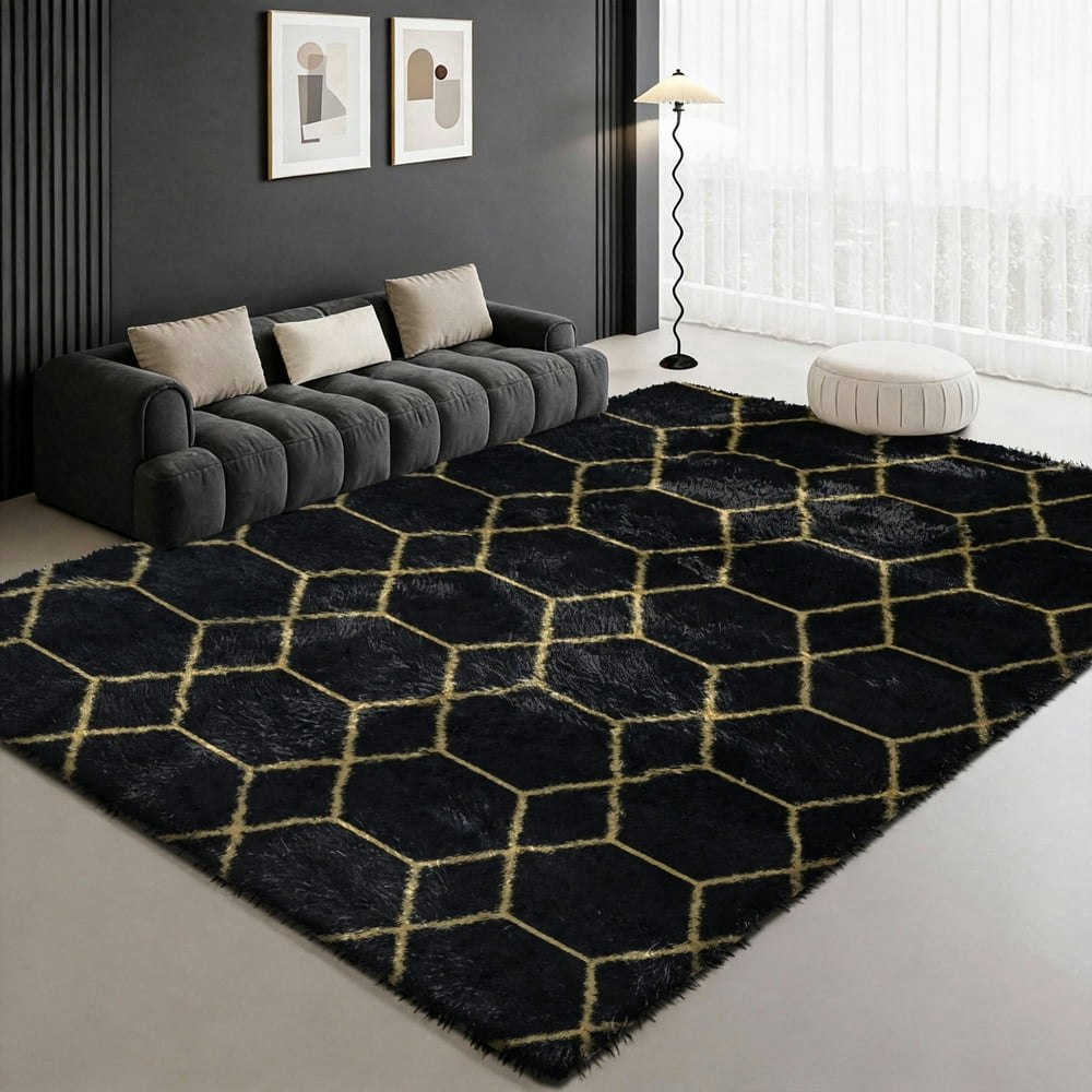 Pentantan 5x8ft Geometric Shag Area Rug: $33.98