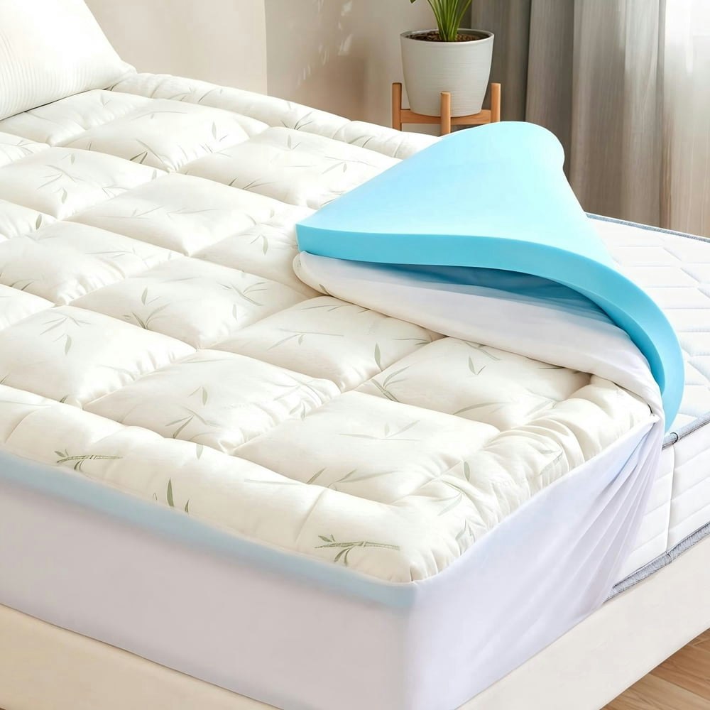 Jioabl Twin Size 4-Inch Memory Foam and Pillow Top Mattress Topper: $44.99