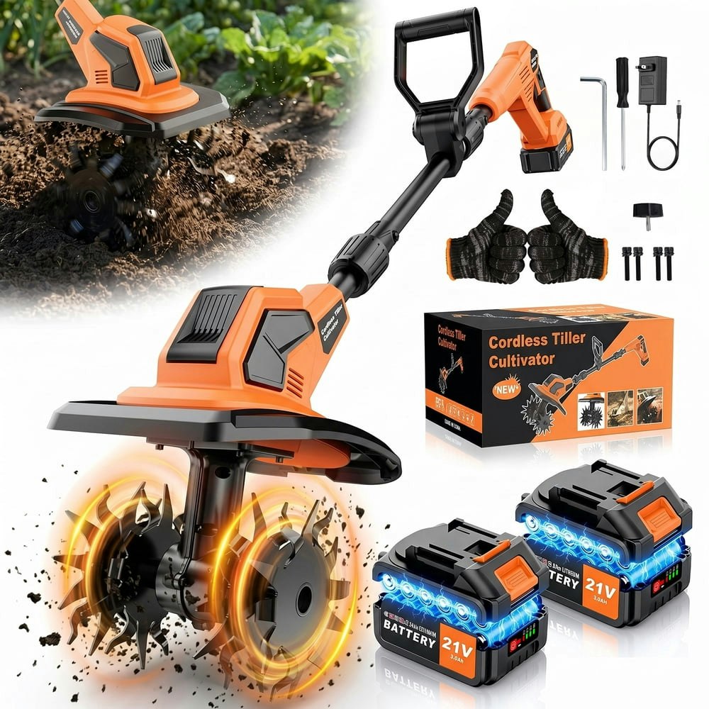 Tanbaby 21V 550W 9-inch Cordless Electric Tiller and Cultivator: $89.99 Tanbaby 21V 550W 9-inch Cordless Electric Tiller and Cultivator: $89.99