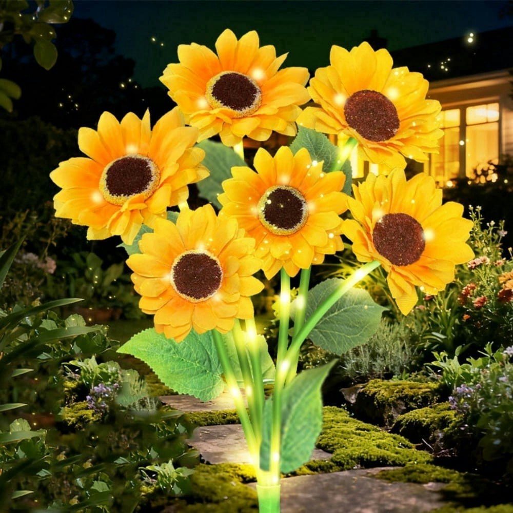 Goodea 6-Light Solar Sunflower Garden Stake 1-Pack: $11.99