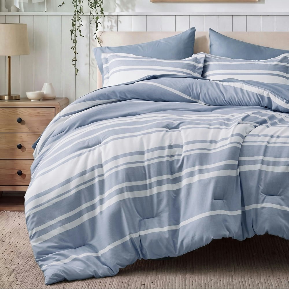 Bedsure Queen 7-Piece Reversible Comforter Set: $35.99