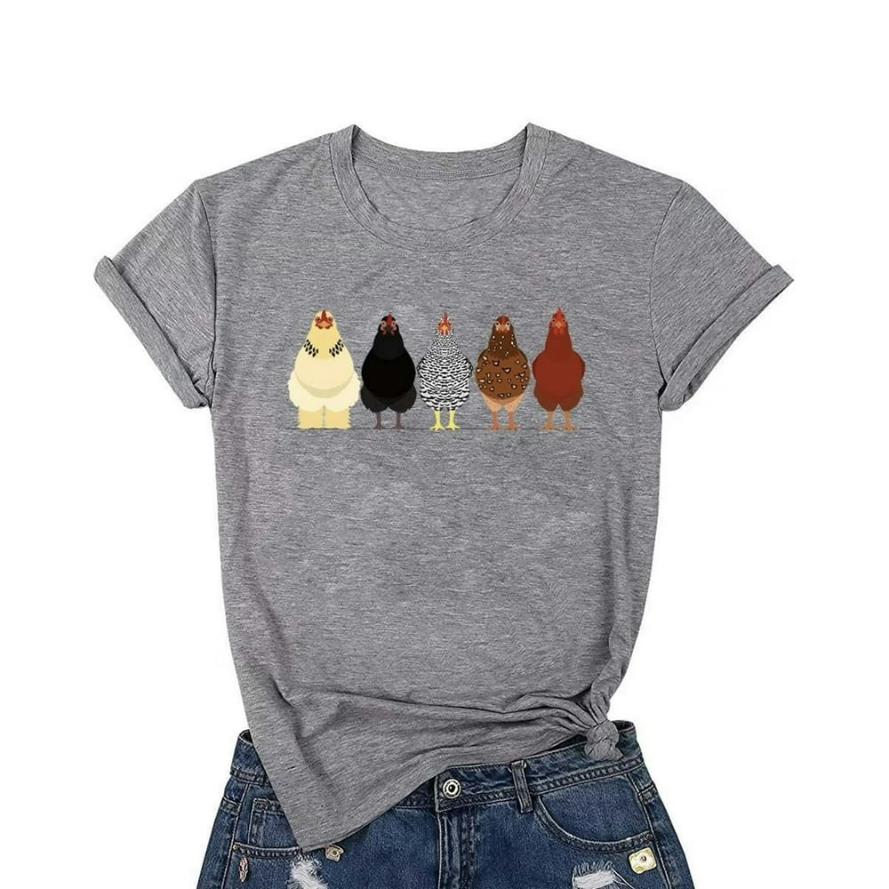 KimSoong Women's Chicken Graphic Crew Neck T-Shirt: $12.99